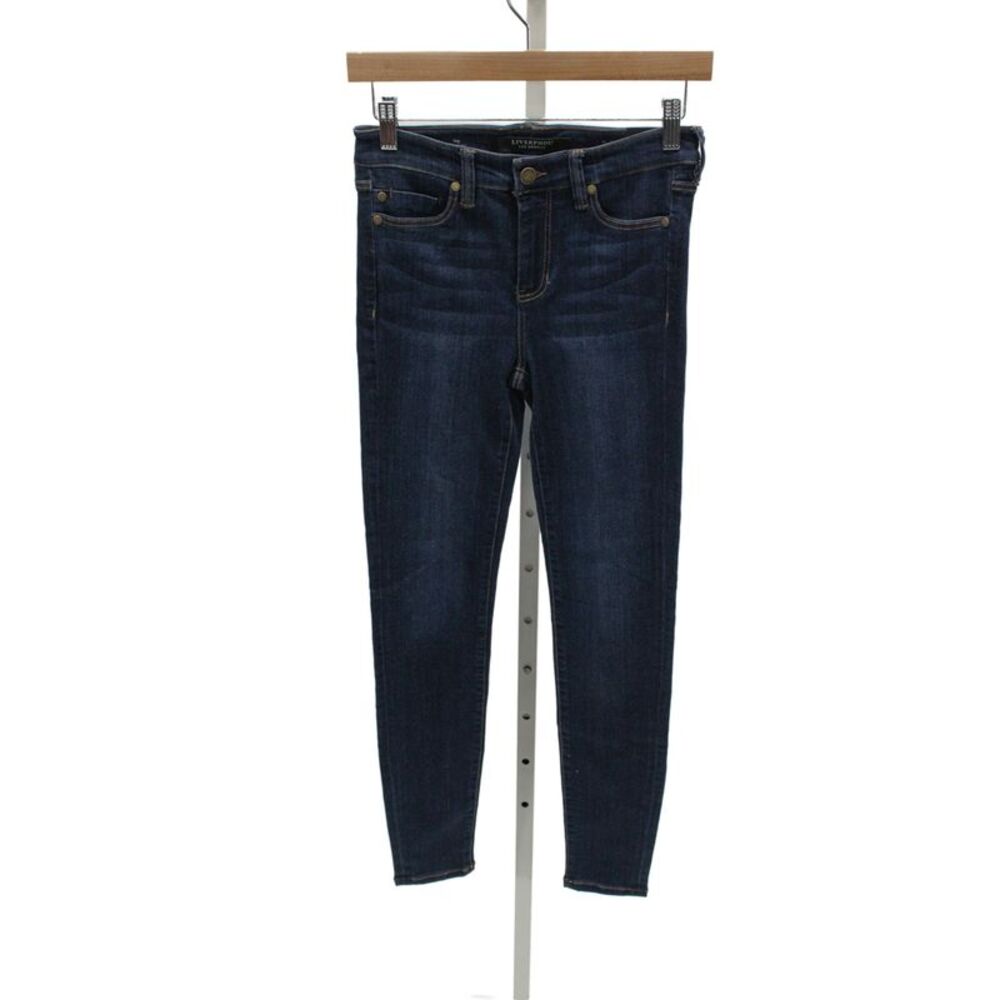 Liverpool Los Angeles Womens Skinny Ankle Jeans Dark Blue 90% Cotton Size 26